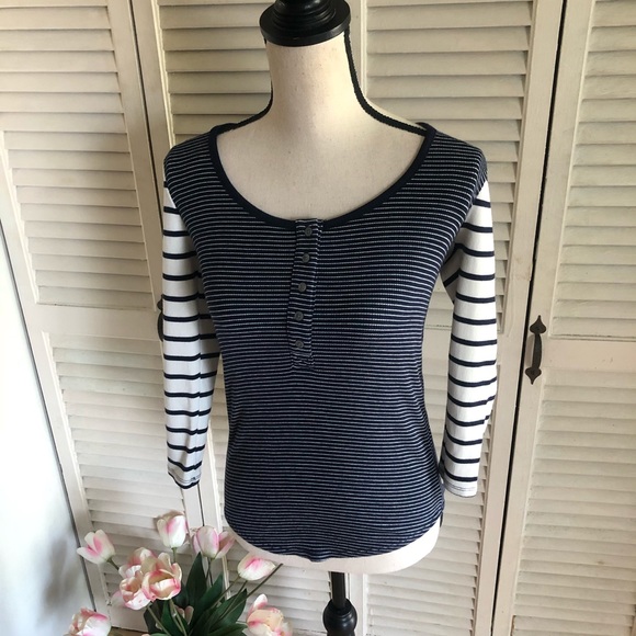 J.Crew Scoopneck Henley Mixed Striped Shirt - Picture 7 of 9